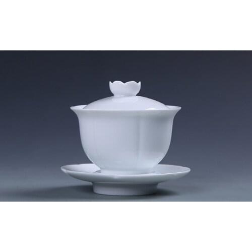Shadow Celadon Tea Set Tea Cup Tea Bowl Handmade Ceramic Three-force Tureen Large Size Sopera De Ceramica Chrysanthemum Tea