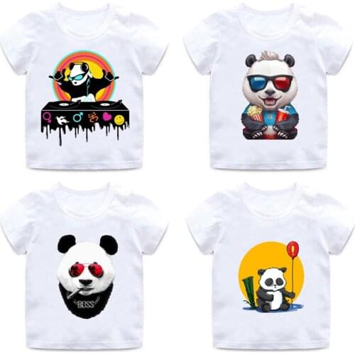 Children 3D Panda Cute Design Print TShirt Boys and Girls DJ Hip-Hop Panda Shirt Boys Girls Soft Round Neck Cotton Comfort Shirt