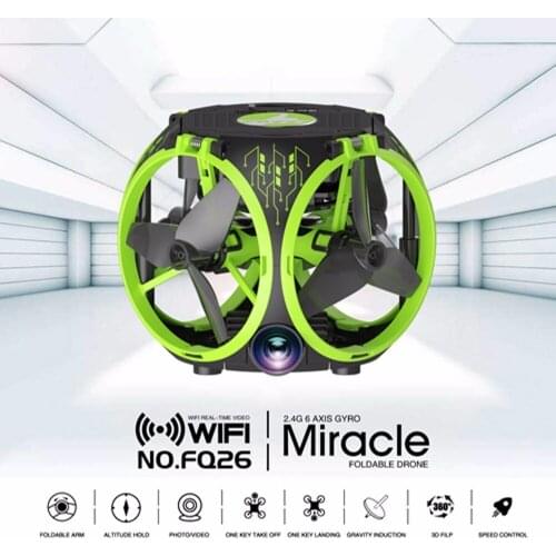 FQ26 WiFi FPV Mini Drone Quadrocopter with Camera 0.3MP Altitude Hold G-sensor Foldable Dron Quadrupter APP Phone Control RTF
