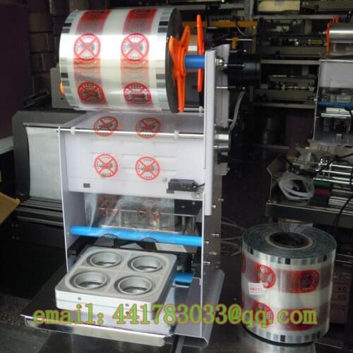 FGJ-Y4 first seal 4 cups Capper Tea jelly boxes sealing machines Sealer trays Tofu boxes sealing machine automatic cup sealer