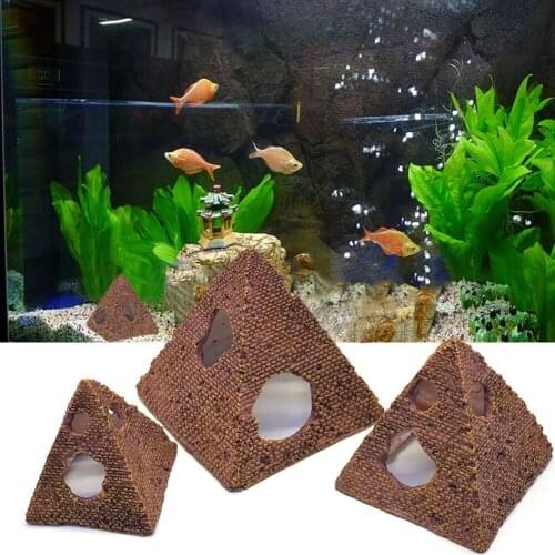 Fish Tank Landscaping Simulation Pyramid Rockery Fish And Shrimp Shelter Resin Aquarium Hide House Ornament Home Decoration