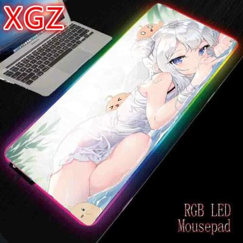 XGZ Cute Girl Kawaii Mouse Pad RGB Animation Mouse Pad LED Luminous Color Lighting Computer Desk Wireless Charging Mousepad