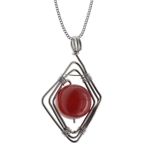 Cage pendant natural gem stone obsidian necklace bohemian long chain crystal necklaces women gifts