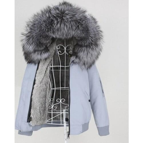 OFTBUY 2020 Waterproof Bomber Parka Real Rabbit Fur Coat Natural Fox Raccoon Fur Collar Hood Winter Jacket Women Removable New