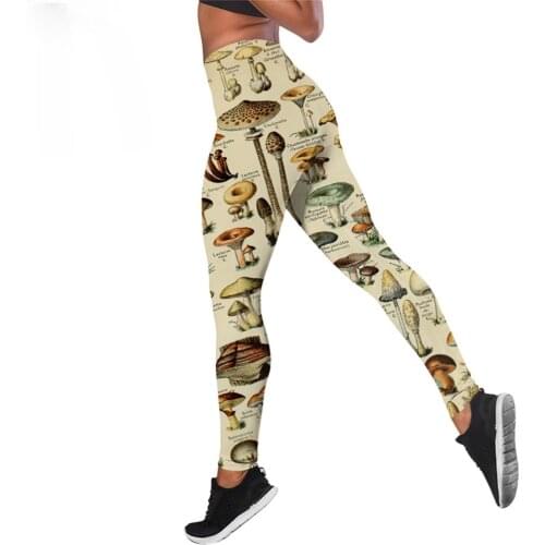CLOOCL Women Leggings Mushroom Print High Waist Elasticity Legging 3D Casual Female for Outdoor Fitness Jogging Pants