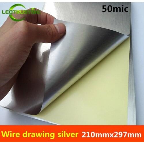 Leotrusting 50sheets A4 Size 210mmx297mm Brushed Silver Sticker Printing Metallic Silver A4 Adhesive Sticker for Laser Printer