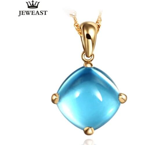 LSZB Natural topaz 18K Pure Gold Pendant Real AU 750 Solid Gold Upscale Trendy Classic Party Fine Jewelry Hot Sell New 2020