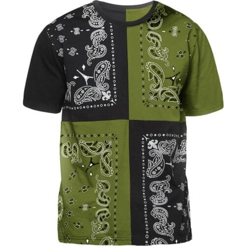 New mens contrast color splicing elements round collar short sleeve European and American fashion high street sleeve tops
