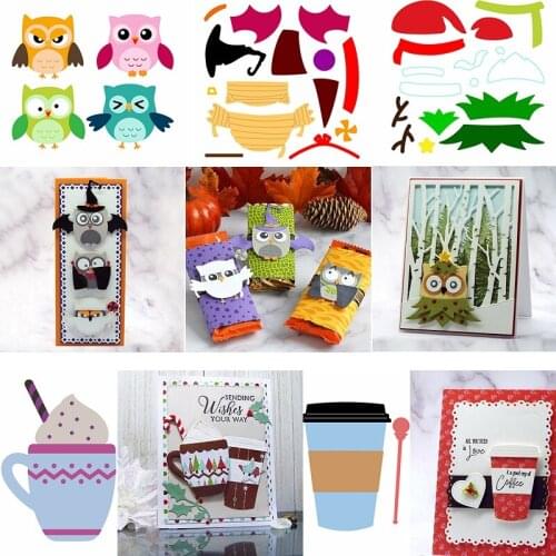 Metal Cutting Dies Owl Christmas Halloween Costume Cup Ice Cream Make Funny Cards Scrapbook Craft Die Cut Hot Template Embossing
