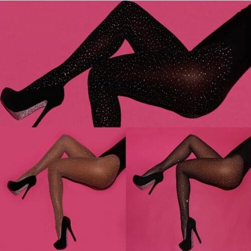 NEW 2020 Women Fishnet Top Mesh High Thigh Stocking Rhinestone Tights Pantyhose Sexy Sock