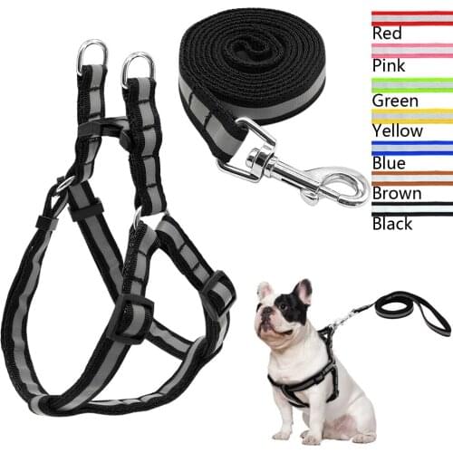 Dog Harness Chest No Pull Reflective Nylon Traction Rope Pet Cats And Dogs Walking Leads For Small Medium Dogs