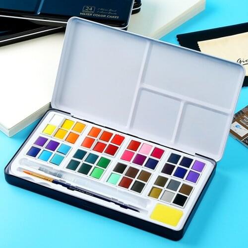 Profession 18/24/36/48 Colors travel Watercolor Paints Set With Paintbrush Water color Pigment Set Acuarelas Verf Art Supplies