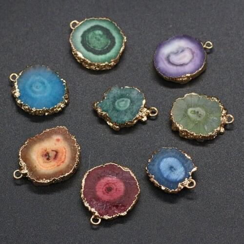 Rainbow Irregular Round Pendant Charms For DIY Necklace Handiwork Sewing Craft Jewelry Accessory Making