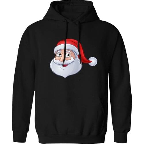 Santa Claus Print Hooded Mens Casual K-pop Sweatshirt Vintage Long Sleeve Outwear Clothing Tops Retro Fashion Moletom Masculino