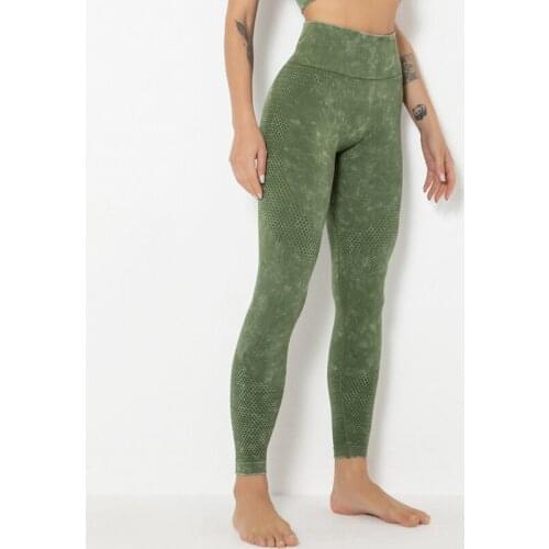 Shi Nuoxuan Womens seamless knitted hip-hip honeycomb wicking yoga wear showing hip sports fitness pants