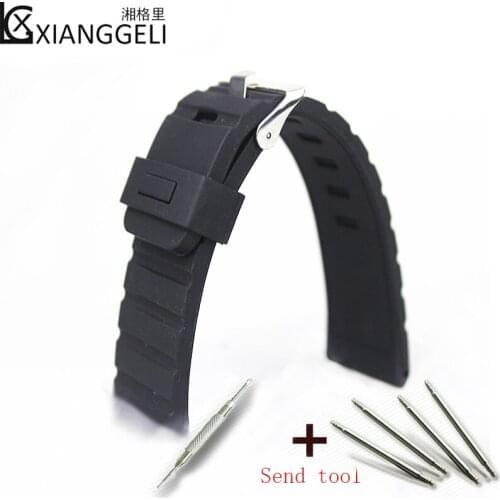 Watch Accessories 24mm Silicone Strap Pin buckle Flat Direct Applicable to All Mens Outdoor Sports and Leisure Silicone Strap
