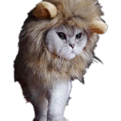 Funny Pet Small Dog Cat Costume Lion Mane Wig Cap Hat for Cat Dog Halloween Christmas Clothes Fancy Dress with Ears Pet Clothes