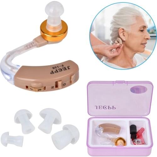 JECPP Hearing Aids Sound Amplifier Battery Powered In Ear Hearing Enhancement Device with Cleaning Brush Spanner Storage Case