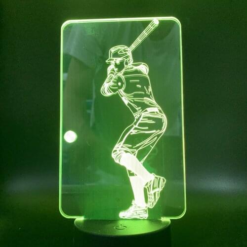 Kids Room Night Light LED Acrylic 3D Desk Lamp USB Nightlight Play Baseball Birthday Gift Bluetooth Speaker Holiday Decoration