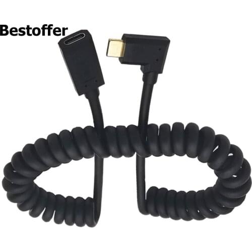 USB Type C 3.1 Extension Cable Coiled Spring Spiral USB C Male to Female Extension Charging & Sync for MacBook Pro