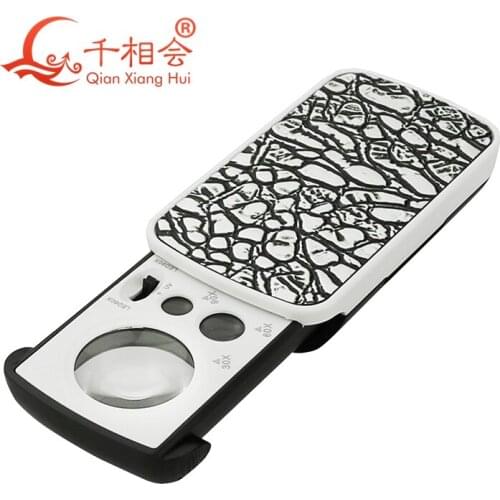 Magnifier 30X 60X 90X Jewelry Appraisal Reading Magnifying Glass High Magnification Acrylic Optical Lens Loupe With LED UV