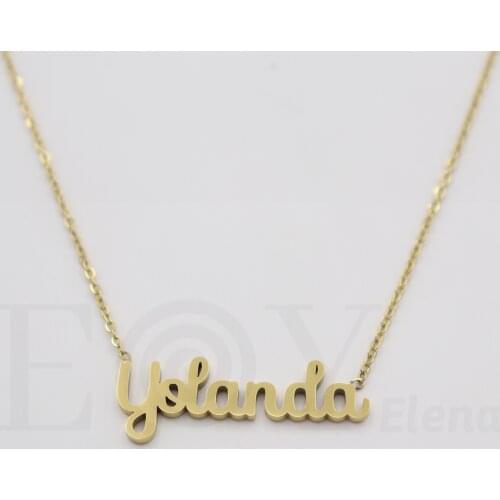 Collar De Acero Inox Con Nombre De Yolanda Color Dorado Alta Calidad Envió Desde España