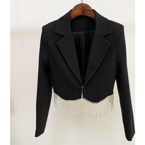 Chic Womens diamonds tassels Short coat New Designer high quality blazers jackets C866