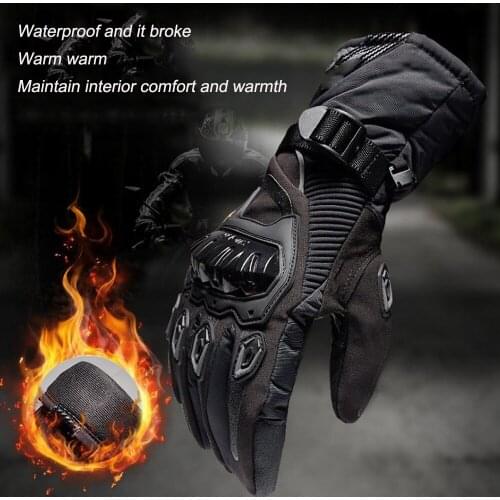 2pcs Winter Motorcycle Gloves Waterproof Windproof Warm Four-season Bike Rider Anti-fall Moto Gloves Cross-country Thick Long