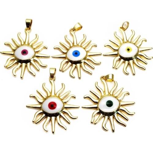 Copper plating gold devil eye Pendant sun eyes pendant Contracted Pendant necklace chain DIY jewelry accessories