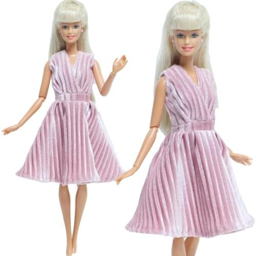 1 Set Fashion Handmade Dress Pink Sleeveless Elegant Skirt Daily Casual Party Wear Accessories Clothes for Barbie Doll Girl Toy