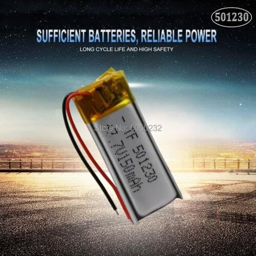 1pc 130mAh 3.7v 501230 Rechargeable Lithium Polymer Battery For GPS MP4 Camera Power Bank Tablet Electric Toys PAD DVD