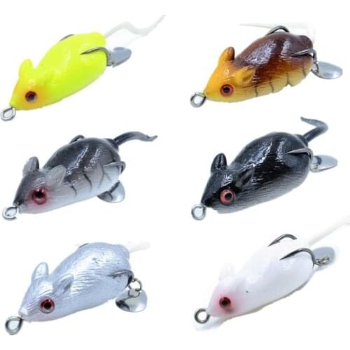 1pcs 6cm 10g 3D Eyes Bionic Hook Soft Mouse Bait Fishing Lure Floating Crank Bait Artificial Bait Tackle Fishing Accessories
