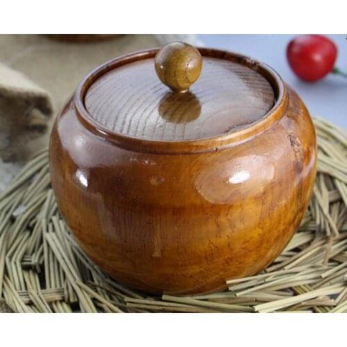 1PC Wood Seasoning Salt Cans Pot Dish Suits Kitchen Seasoning Box Spice Pepper Shakers Salt Pigs Wooden Sause Pot LC 023