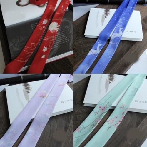 1pcs Chinese Style Ancient Printed Ribbon for Hanfu Daily Cosplay Accessories Christmas Party Decor Women Girl Gift