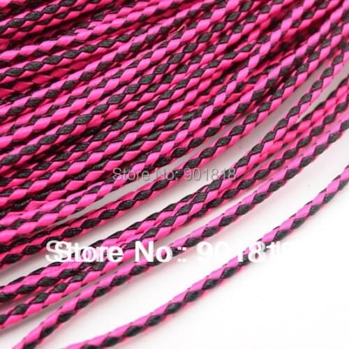 10meters/lot 3mm dia round braided PU double color leather cord jewelry DIY accessories F701