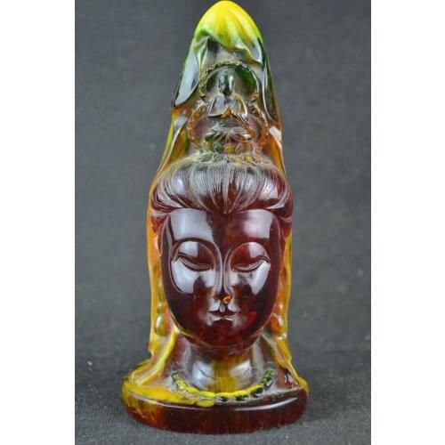 15 cm* / China Handwork Rare Old Decoration artificial amber resin kwan-yin statue
