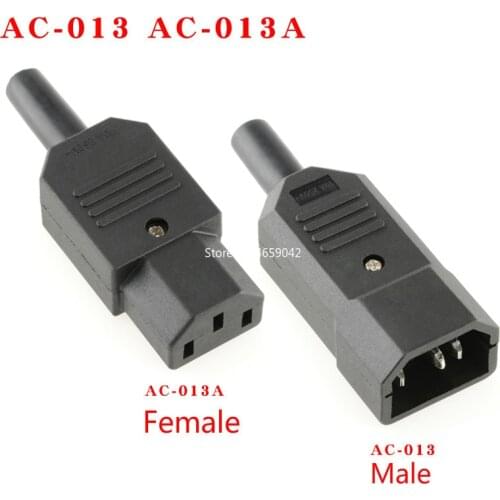 2sets DIY 10A 250V Black IEC C13 C14 female male Plug Rewirable Power Connector 3 pin AC Socket