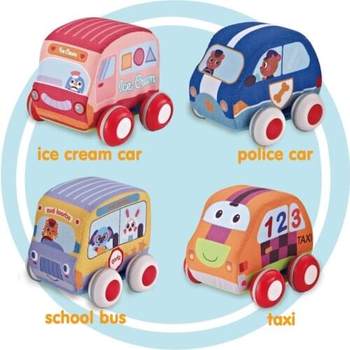 4pcs Style Baby Cloth Pull Back Car Hanging Toys For Baby Rattles Random Newborn Learn Walk Kids Handbell Gift Boy Toy Vehicles