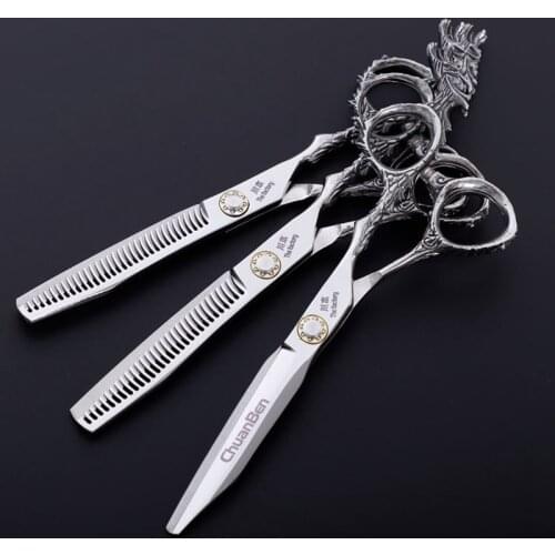 6 Inches Profesyonel Hair Hairdressing Thinning 440C Japan Stainless Steel Blade Trimming Barber Scissors