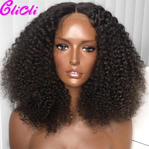 Afro Kinky Curly Wig Human Hair Mongolian Human Kinky Lace Frontal Wig Curly 250 Density Lace Closure Wig Bob Women Human Hair
