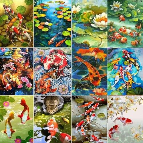 5D Diy Diamond Painting Full Circle Fantasy Koi Diamond Painting Mosaic Painting Home Decoration Gift New Product Sale