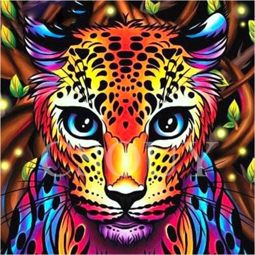 Diy Diamond Painting Cross Stitch ColorTiger Picture Full Resin Square Round Diamond Embroidery Home Mosaic Needlwork Rhinestone