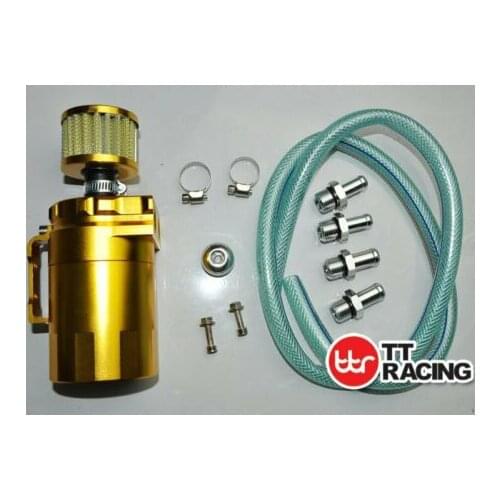 OT6_C_YE - TT Racing Baffled 15mm 19mm Aluminum Oil Catch Tank/Can Reservoir Breather Yellow