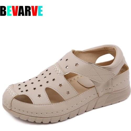 BEVARVE Europe and the United States single shoes wedges car suture lightsome hollow out mom shoes autumn sandals for women hy9