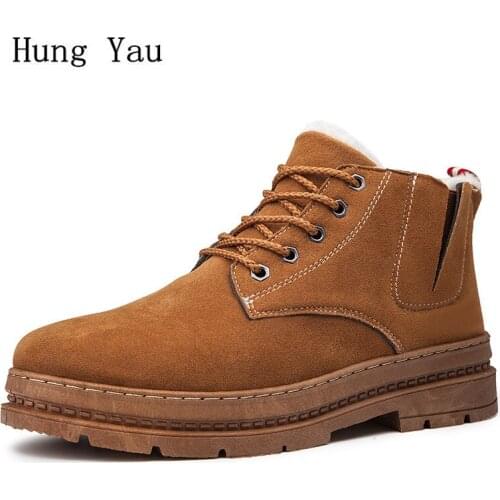 Men Snow Boots Ankle Winter Warm Flat Outdoor Male Casual Shoes Man Flat Fashion Round Toe Platform Lace Up Comfortable