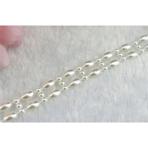10 Yard 2 Rows 10mm Ivory Pearl Chain Trims Costume Applique Sewing Craft LZ37