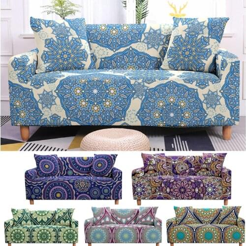 3D Digital Mandala Flower Slipcover Stretch Sofa Cover Elastic Cushions Armchair Covers Living Room Sofa Cover