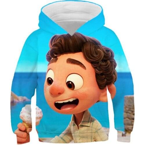Movie Luca Disney Children‘s Clothing 3D Cartoon Print Hoodies Long Sleeve Sweatshirt For Kids School Student Pullover Tops