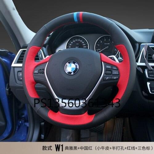DIY hand-stitched steering wheel cover fit for BMW 3 series 5 series x3 x5 x6 x series leather handle cover