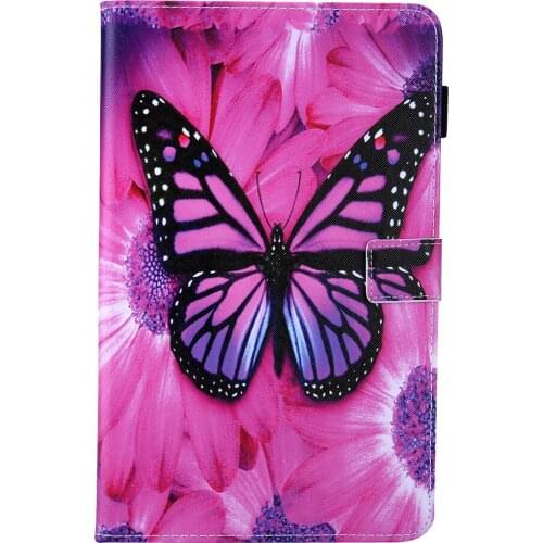 Flip PU Leather Case For Samsung Galaxy Tab E 9.6" T560 SM-T560 Smart Cover Stand Skin Fashion Pattern Butterfly Unicorn Flower